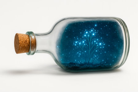 A magic tree of stars inside a glass bottleの素材