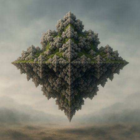 Soaring fantastic fractal cubic island in the cloudsの素材