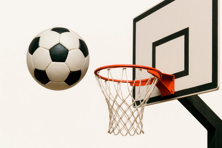 A soccer ball and a basketball hoopの素材