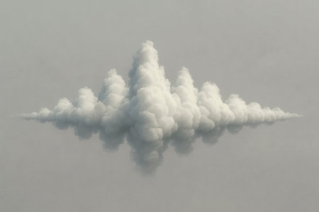 A cloud in the shape of a sound wave on a gray background. Space for textの素材