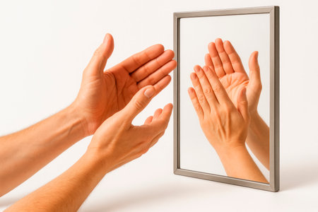 Applauding hands in the mirrorの素材