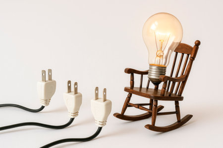 The light bulb tells stories to the three plugs. Space for textの素材