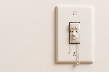 A crying switch is a metaphor for fatigue and burnout. Space for textの素材