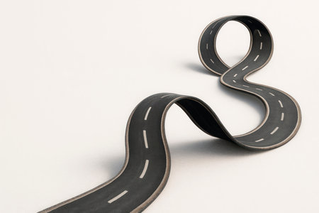 A ribbon-road rolled up in a loop. Space for textの素材