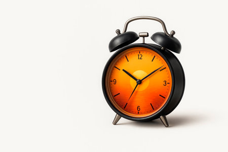 Alarm clock with sunset dial. Space for textの素材