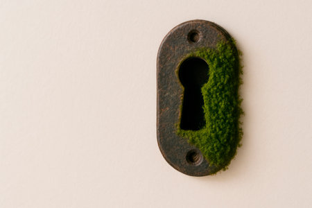 Keyhole with moss. Space for textの素材