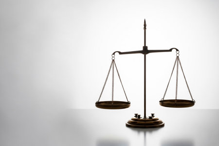Scales of justice and balance. Space for textの素材