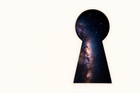 View of space through a keyhole. Space for textの素材