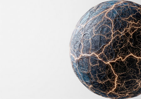 An electrical sphere with a network of discharges. Space for textの素材