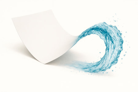 A sheet of paper that turns into a water waveの素材