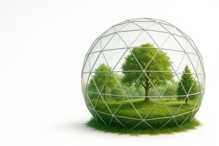 Forest under a transparent geodome. Space for textの素材