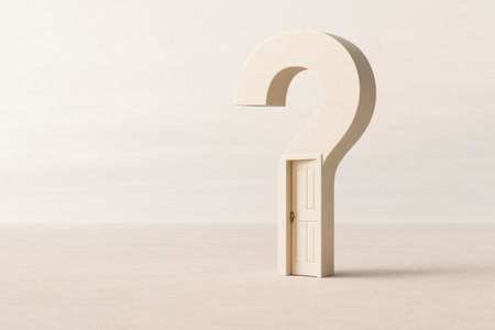 A door in the shape of a question mark. Space for textの素材