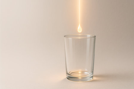 Glass glass with a drop of light. Space for textの素材