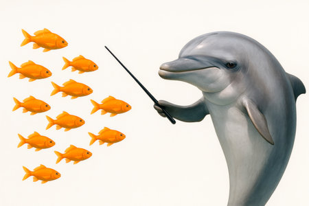 Dolphin is a conductor who controls goldfish as an orchestraの素材