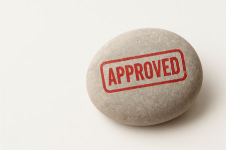 Stone with the seal of approval approved. Space for textの素材