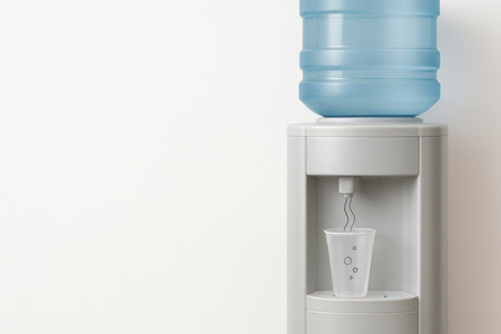 Cooler with water and a plastic cup. Space for textの素材