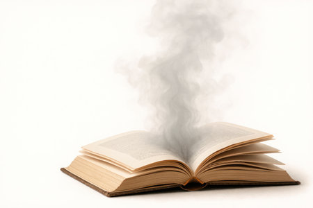 A book with rising smoke. Space for textの素材