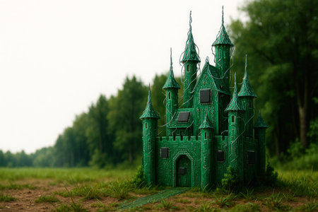 A lock in the form of a green chipの素材