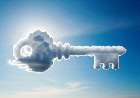 A key-shaped cloud in a blue skyの素材