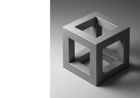 Metal impossible cube. Space for textsの素材
