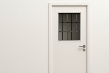 Door with bars. Space for textの素材