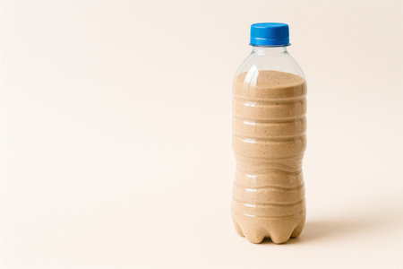 A plastic bottle filled with sand. Space for textの素材