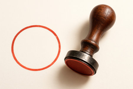 Round clean seal left by wooden stampの素材