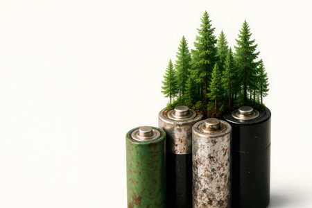 Batteries from which the forest grows. Space for textの素材