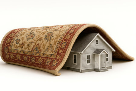 A house covered with a carpet as a shelterの素材