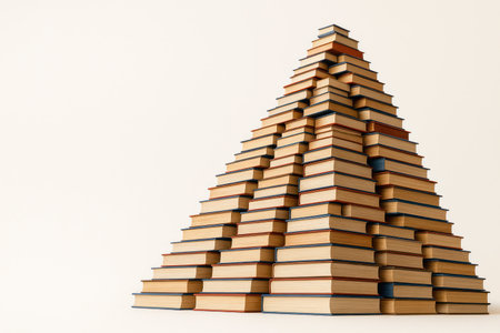 A pyramid of a stack of books. Space for textの素材