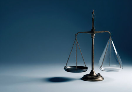 Scales with a metal and glass bowl. Space for textの素材