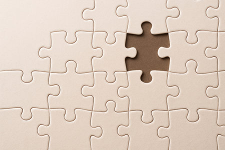 A puzzle with the missing piece. Space for textの素材