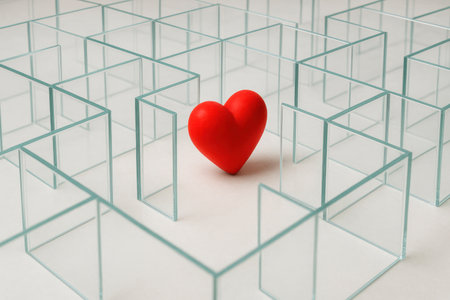 A red heart in a glass labyrinthの素材