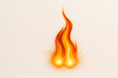 Two fiery flames merging into one spark. Space for textの素材