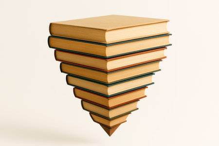 An inverted pyramid of a stack of booksの素材