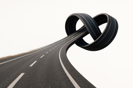 A road that turns into an endless knotの素材