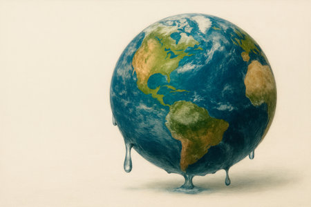 The earth melts like a drop of water. Space for textの素材