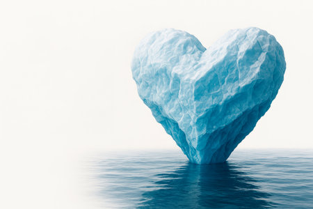 An icy heart in the form of an iceberg. Space for textの素材