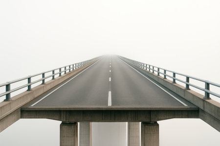 A long bridge going into the fogの素材