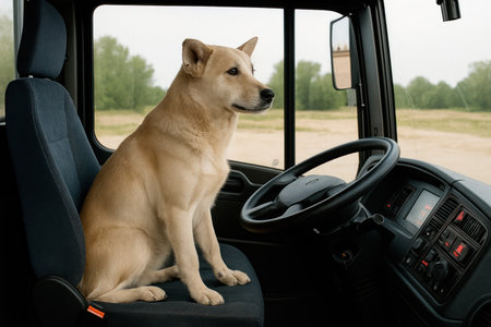A dog is driving a carの素材