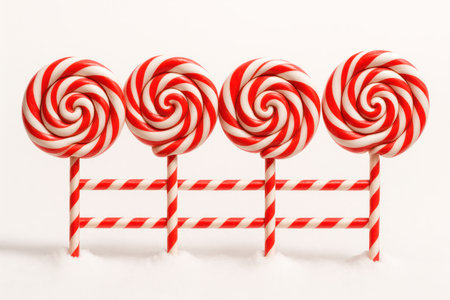 A fence of red and white candiesの素材