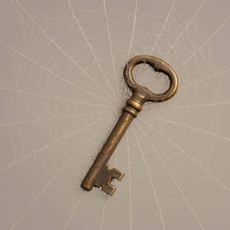 The old key is entangled in the webの素材