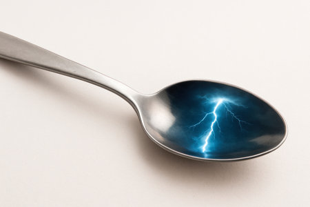 A spoon with a zipper and a storm insideの素材