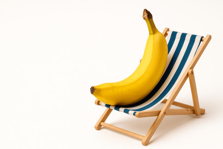Banana on a beach lounger. Space for textの素材