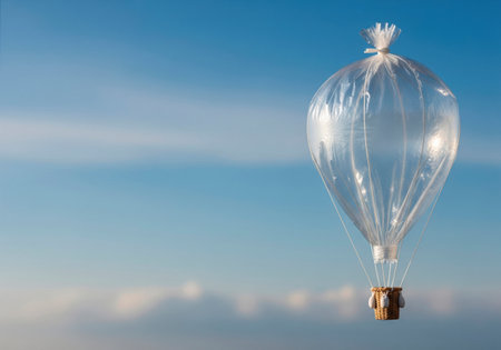 A balloon made of a plastic bag in the sky. Space for textの素材
