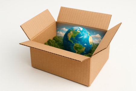 Planet Earth in a cardboard boxの素材