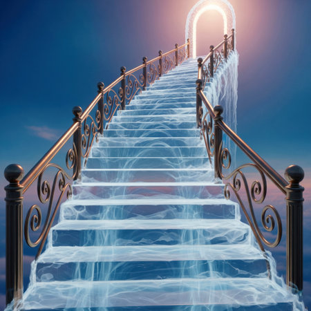 A staircase of light leading to the gates of heavenの素材