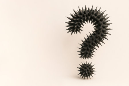 A question mark made of black sharp spikes. Space for textの素材