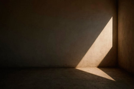 A triangle of light in a dark room as a symbol of hope and exit. Space for textの素材