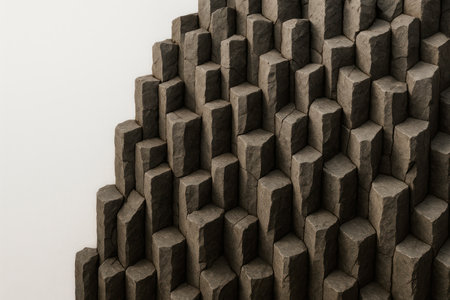 Stone columns form a geometric staircaseの素材